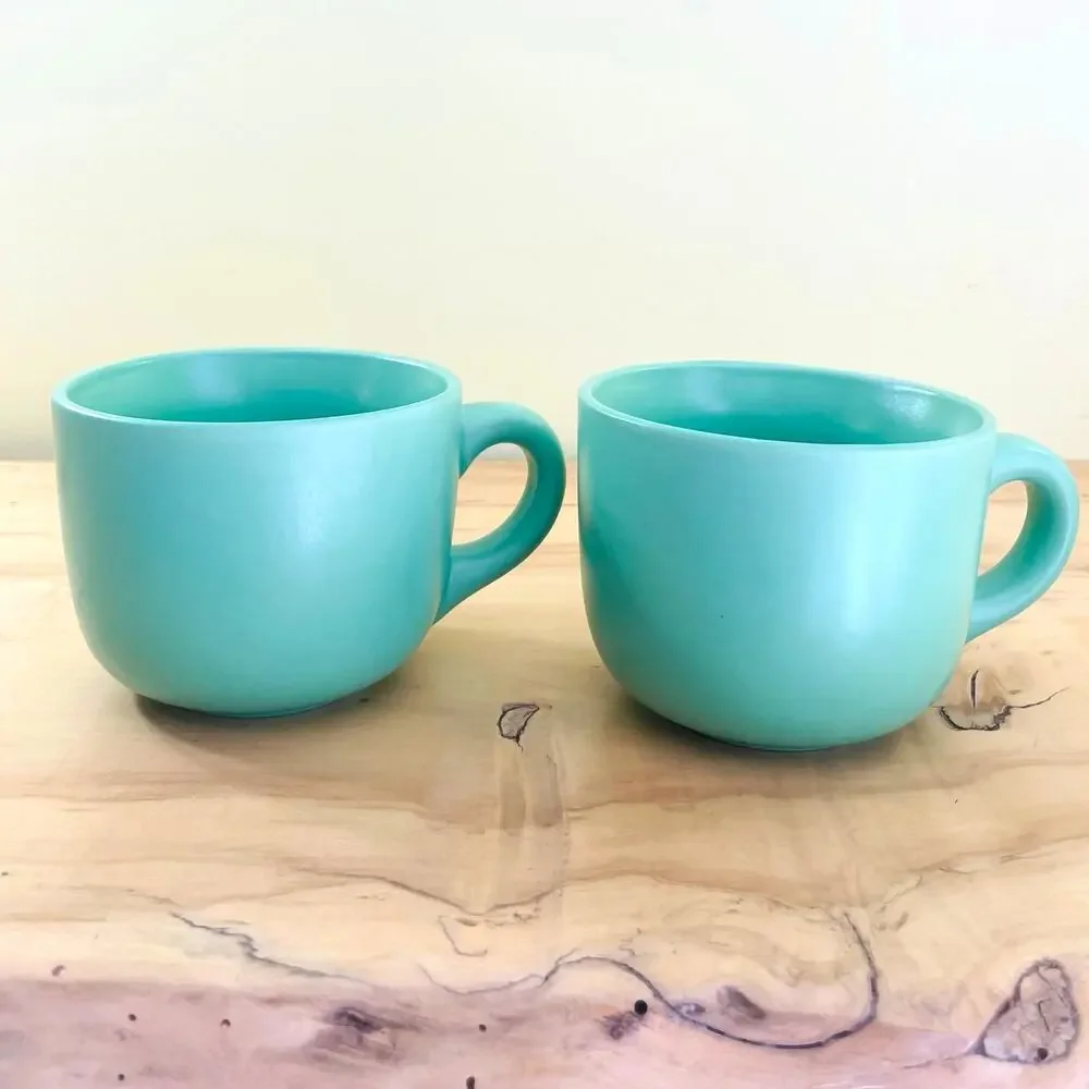 Vtg DUO CAI Mint Pistachio Green Coffee Mugs Cups Tea Mug Cup Ceramic